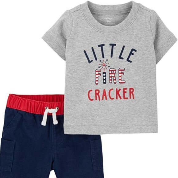 Carter's 2 piece Fourth‎ of July "Little Firecracker" Short set - Picture 4 of 4